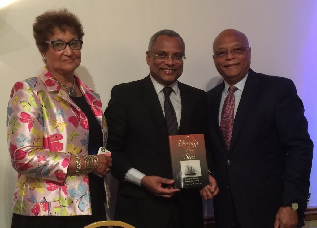 Commission Chair Laura Pires-Hester and SEMA President Julius Britto presented the Prime Minister with a copy of the new book "Phoenix of the Seas"
