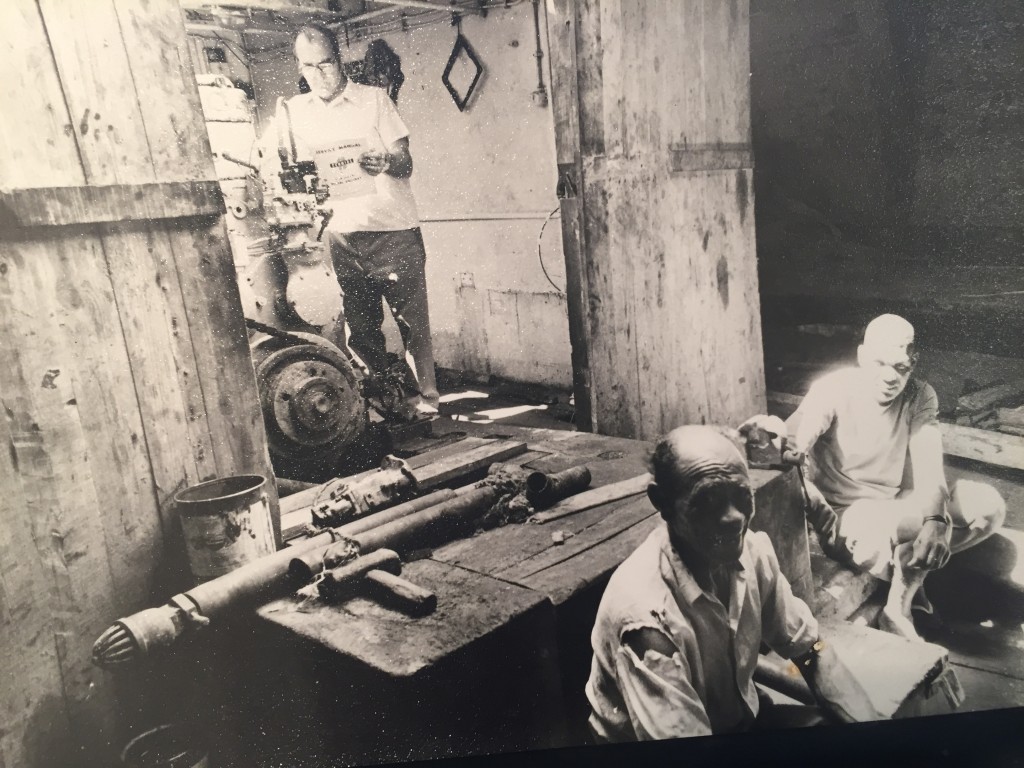1977-Cummins engineer in Mendelo preparing engine room credit John Braman