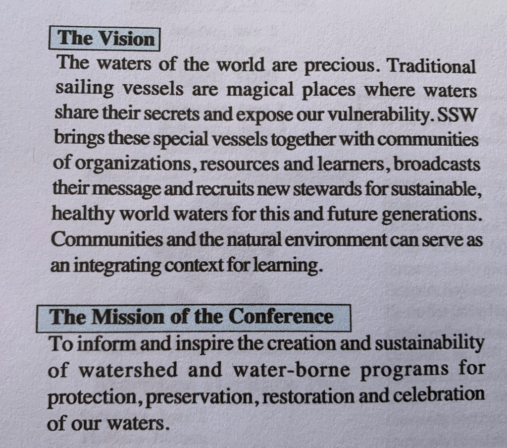 Ships to Save the Waters Conference Vision and Mission