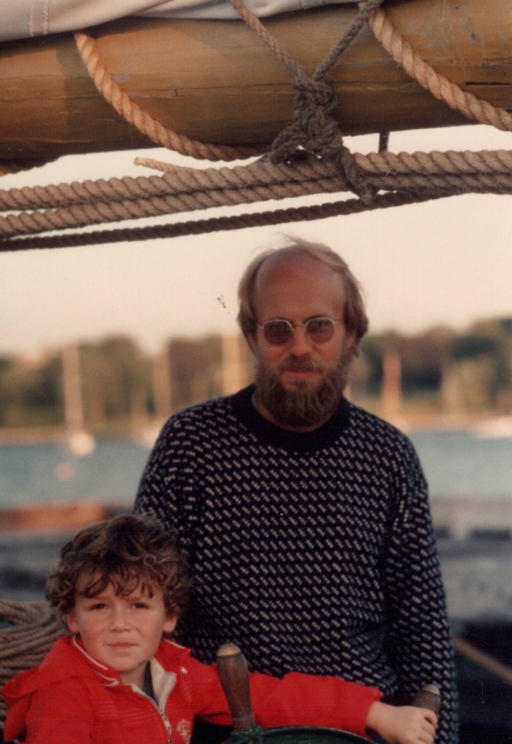 Stephan Platzer, who was radio operator and crew of the repatriation trip returned to Ernestina after a night with his family. taken 8/25/1982 at Fort Adams.
